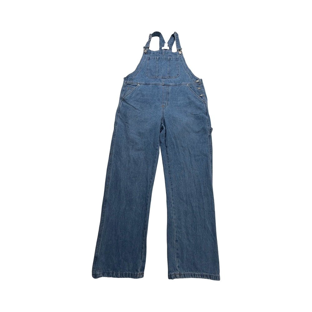 H&M Overalls Women L Blue Denim Wide Leg Carpenter Cotton Western